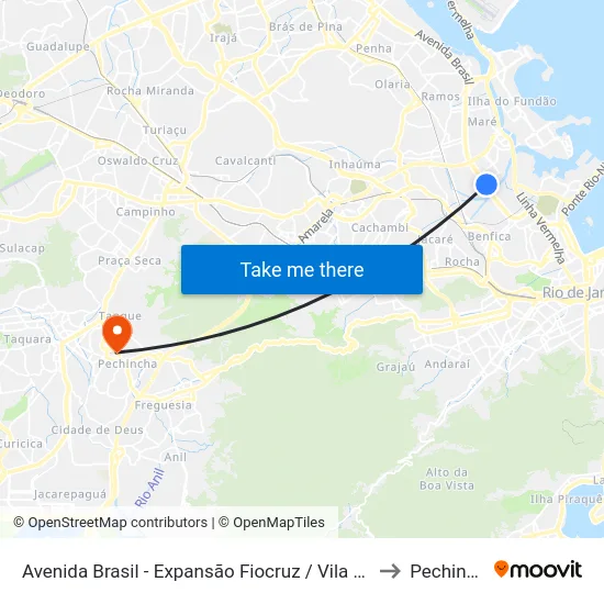 Avenida Brasil - Expansão Fiocruz / Vila Do João to Pechincha map