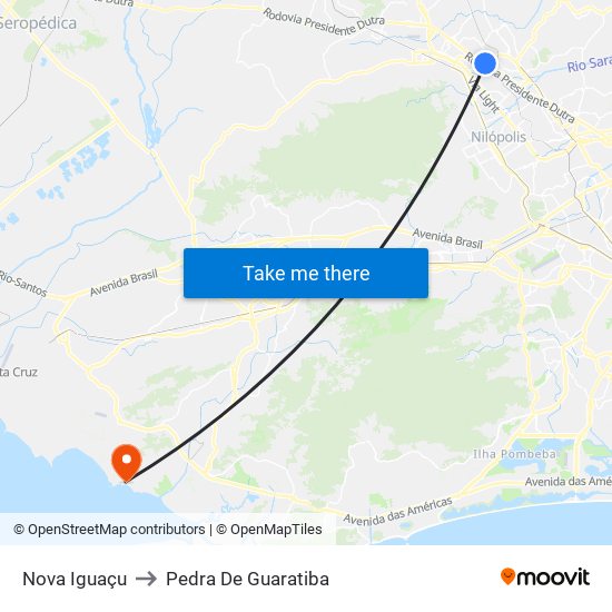 Nova Iguaçu to Pedra De Guaratiba map