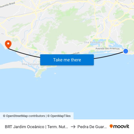 BRT Jardim Oceânico | Term. Nuta James to Pedra De Guaratiba map