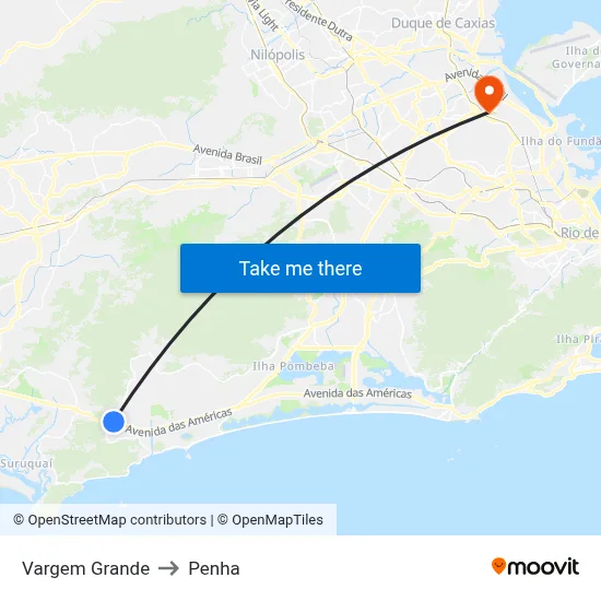 Vargem Grande to Penha map