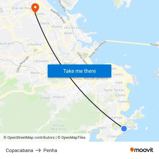 Copacabana to Penha map