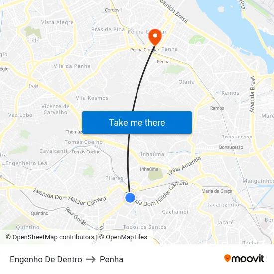 Engenho De Dentro to Penha map