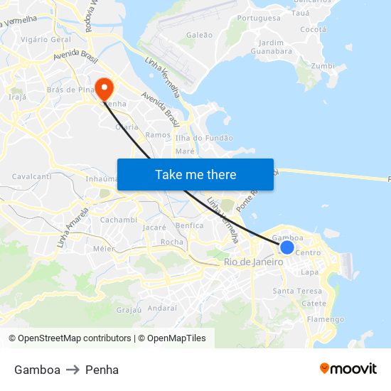 Gamboa to Penha map