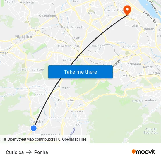 Curicica to Penha map