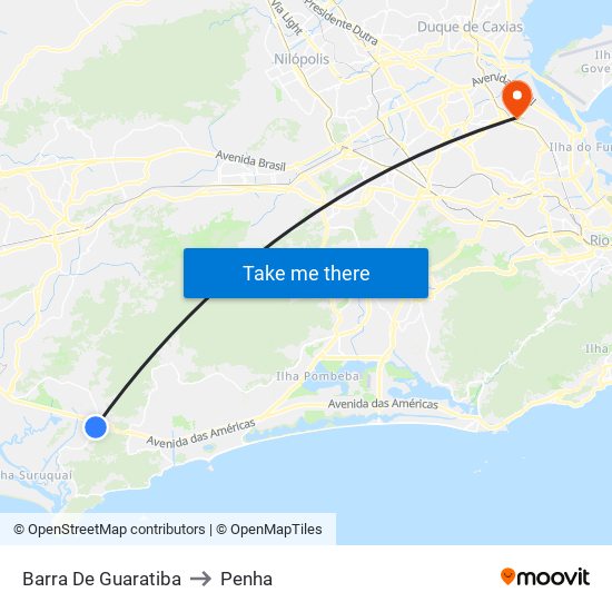 Barra De Guaratiba to Penha map