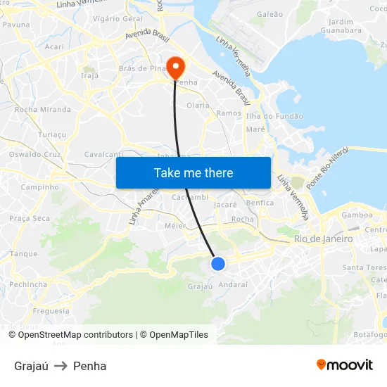 Grajaú to Penha map