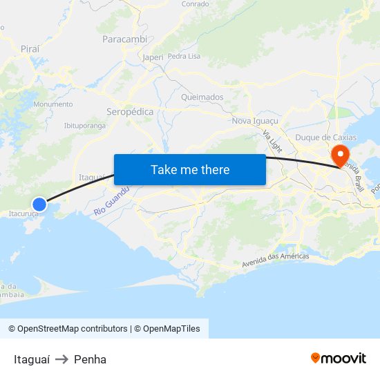 Itaguaí to Penha map