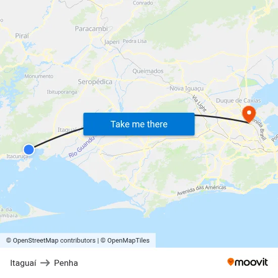 Itaguaí to Penha map