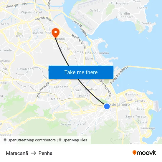 Maracanã to Penha map