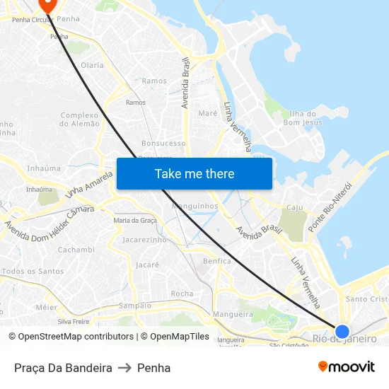 Praça Da Bandeira to Penha map