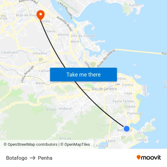 Botafogo to Penha map