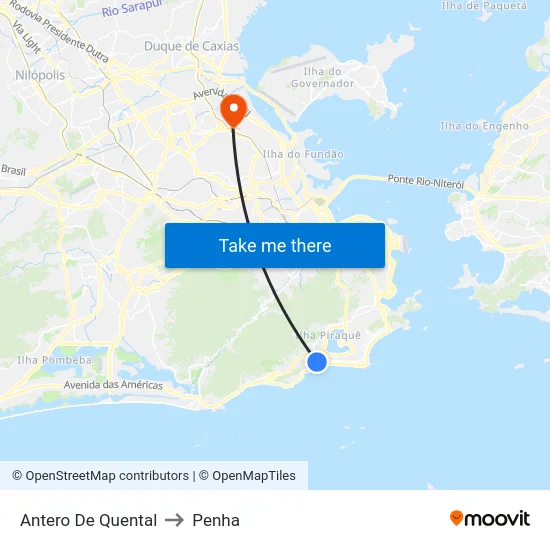 Antero De Quental to Penha map