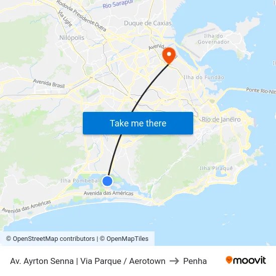 Av. Ayrton Senna | Via Parque / Aerotown to Penha map