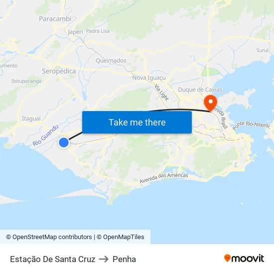 Estação De Santa Cruz to Penha map