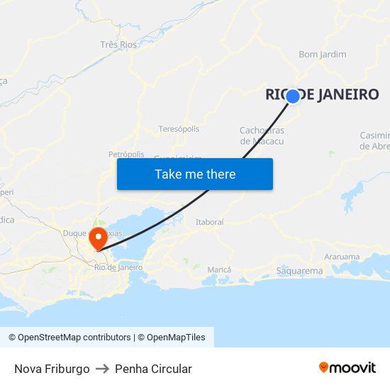 Nova Friburgo to Penha Circular map