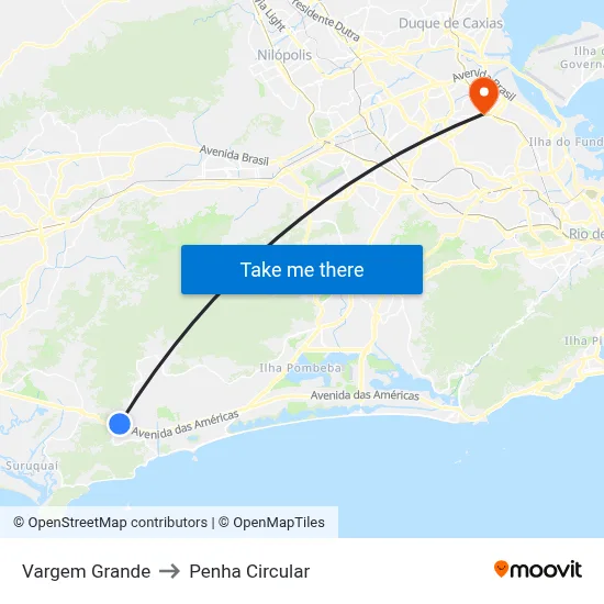 Vargem Grande to Penha Circular map