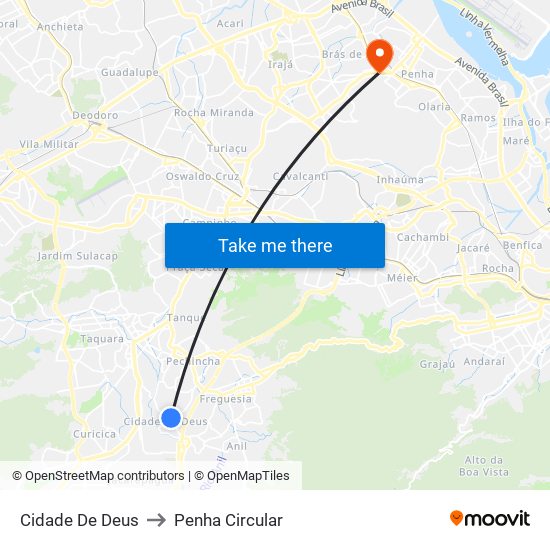 Cidade De Deus to Penha Circular map