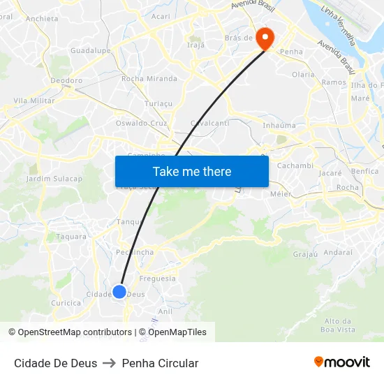 Cidade De Deus to Penha Circular map