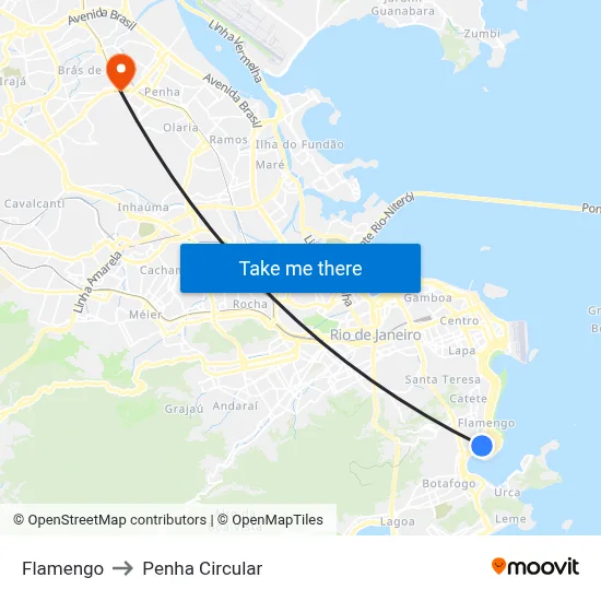 Flamengo to Penha Circular map