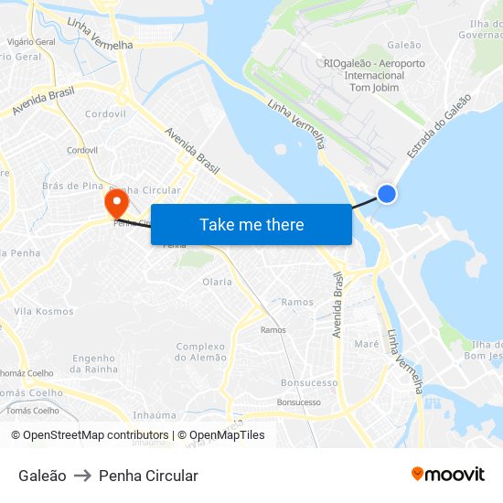 Galeão to Penha Circular map