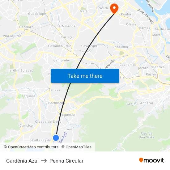 Gardênia Azul to Penha Circular map