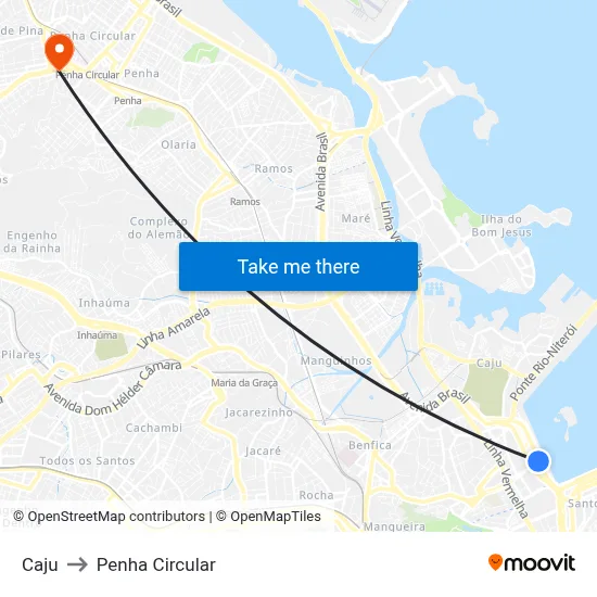 Caju to Penha Circular map