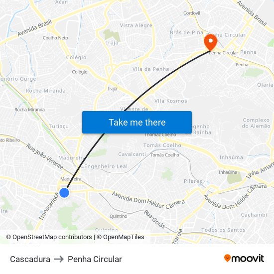 Cascadura to Penha Circular map