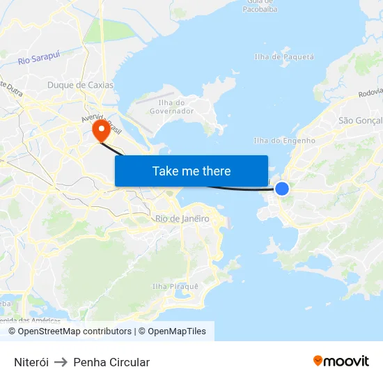 Niterói to Penha Circular map