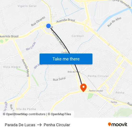Parada De Lucas to Penha Circular map