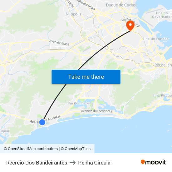 Recreio Dos Bandeirantes to Penha Circular map