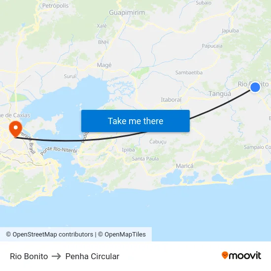 Rio Bonito to Penha Circular map