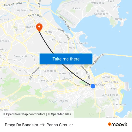 Praça Da Bandeira to Penha Circular map