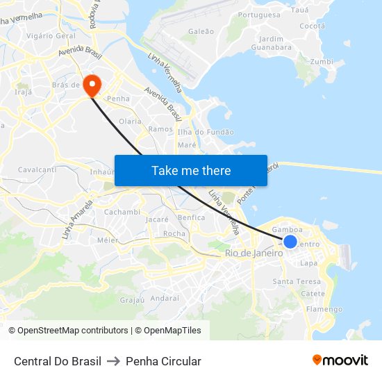 Central Do Brasil to Penha Circular map