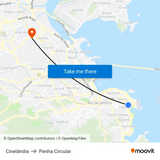 Cinelândia to Penha Circular map