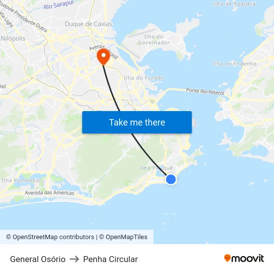 General Osório to Penha Circular map