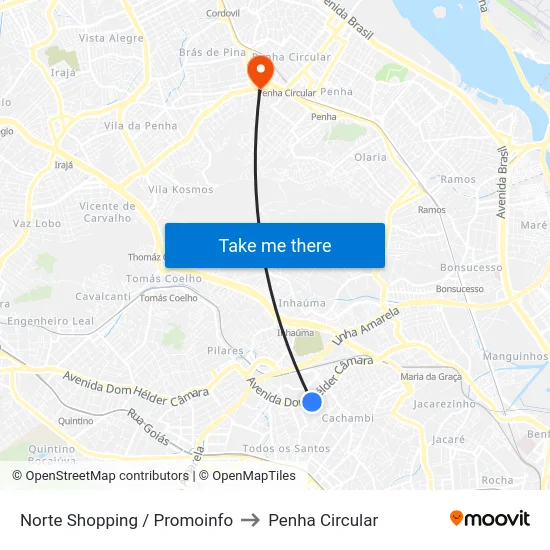 Norte Shopping / Promoinfo to Penha Circular map