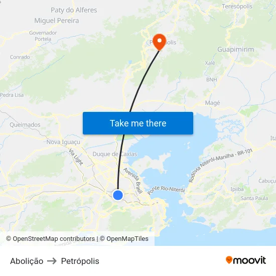 Abolição to Petrópolis map