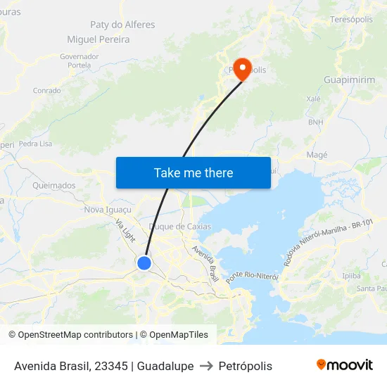 Avenida Brasil, 23345 | Guadalupe to Petrópolis map