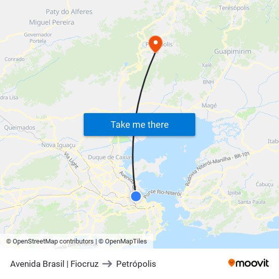 Avenida Brasil | Fiocruz to Petrópolis map