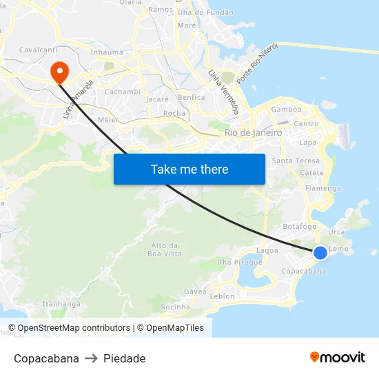 Copacabana to Piedade map