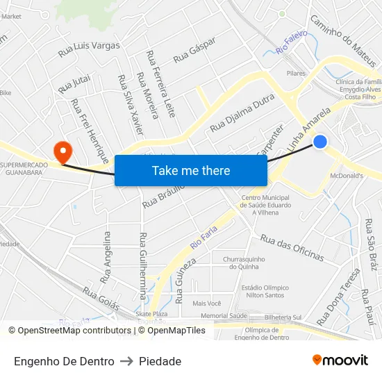 Engenho De Dentro to Piedade map