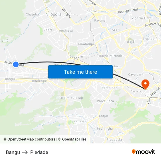 Bangu to Piedade map