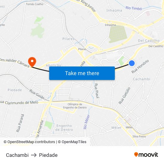 Cachambi to Piedade map