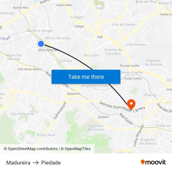 Madureira to Piedade map