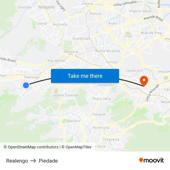 Realengo to Piedade map