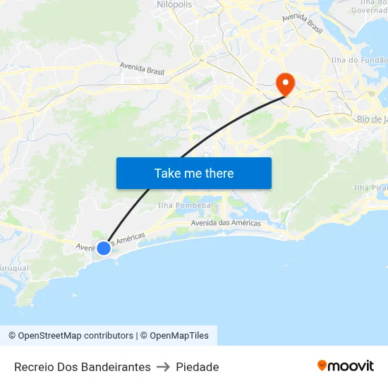 Recreio Dos Bandeirantes to Piedade map