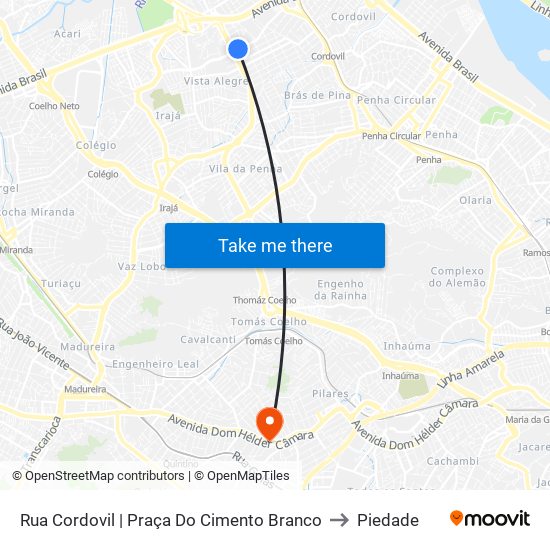 Rua Cordovil | Praça Do Cimento Branco to Piedade map