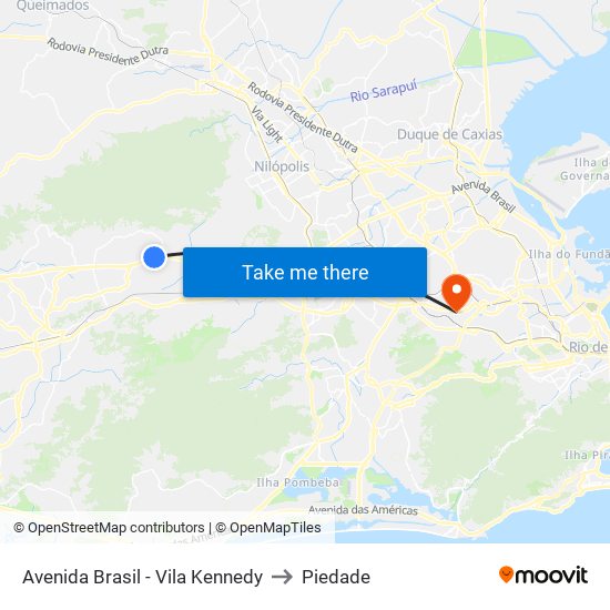 Avenida Brasil - Vila Kennedy to Piedade map