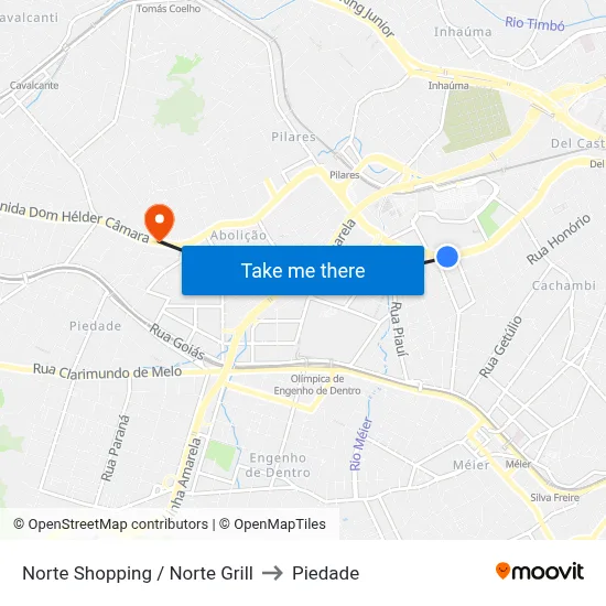 Norte Shopping / Norte Grill to Piedade map