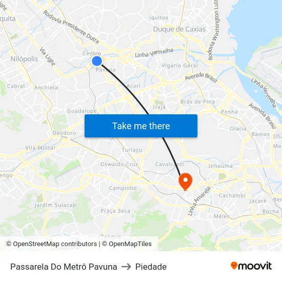 Passarela Do Metrô Pavuna to Piedade map